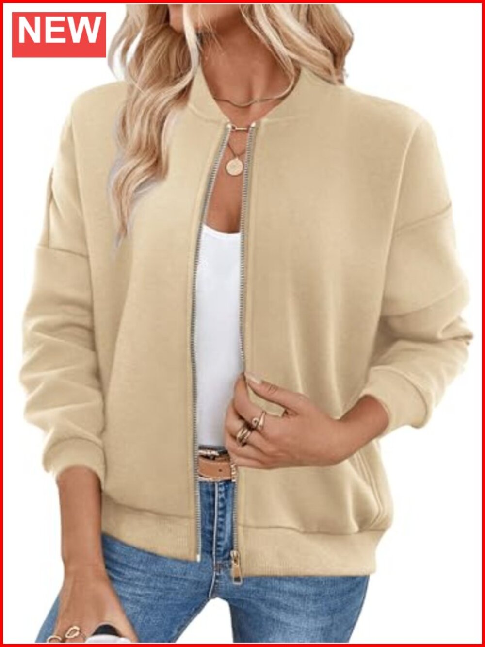 Women's Zip Up Fleece Sweatshirt Jacket with Pockets Loose Fit Casual